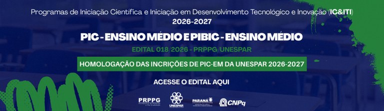 HOMOLOGAÇÃO DAS INSCRIÇÕES DE PIC-EM DA UNESPAR 2026-2027 